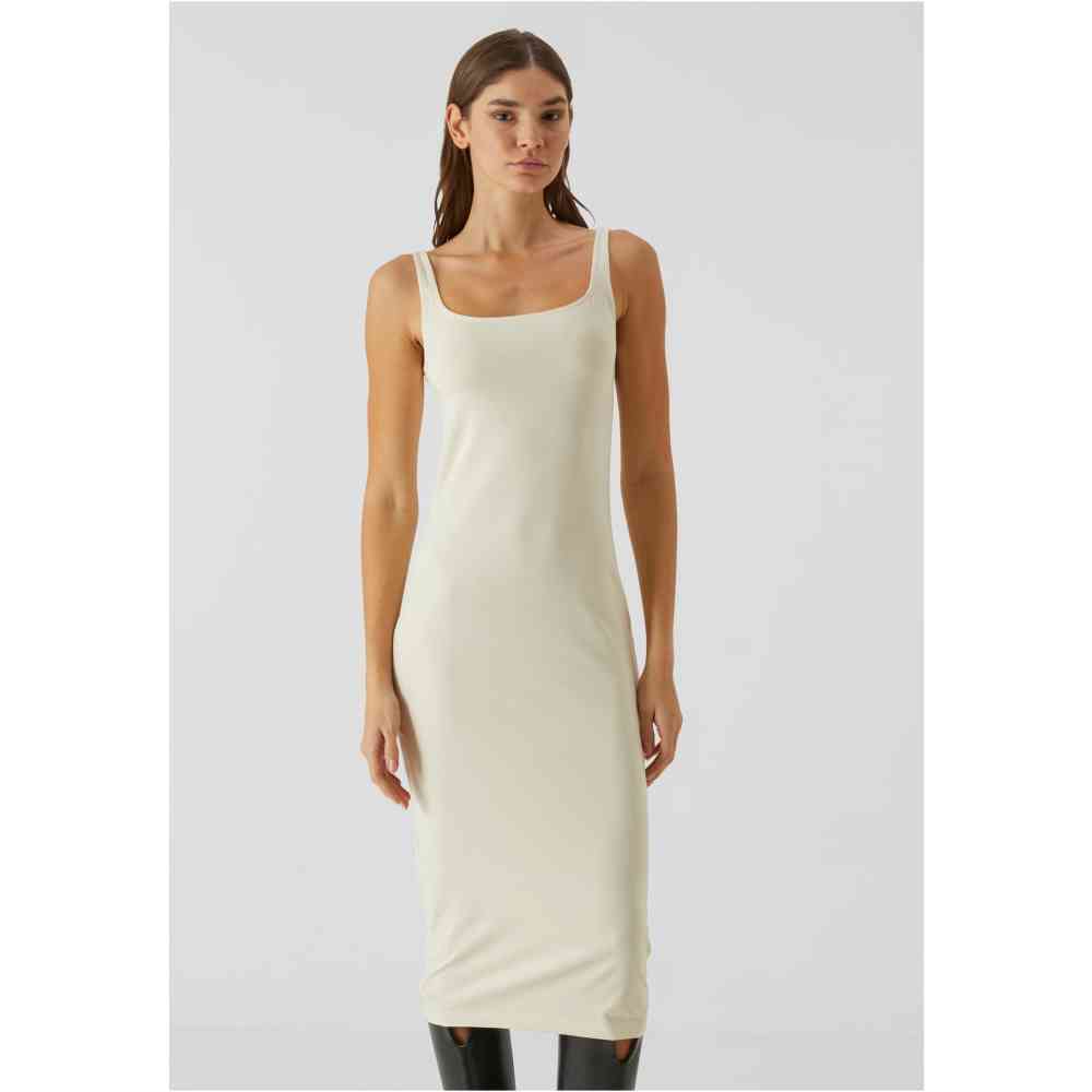 Urban Classics - Basic Long Cotton Jersey Bleistift kleid - Creme